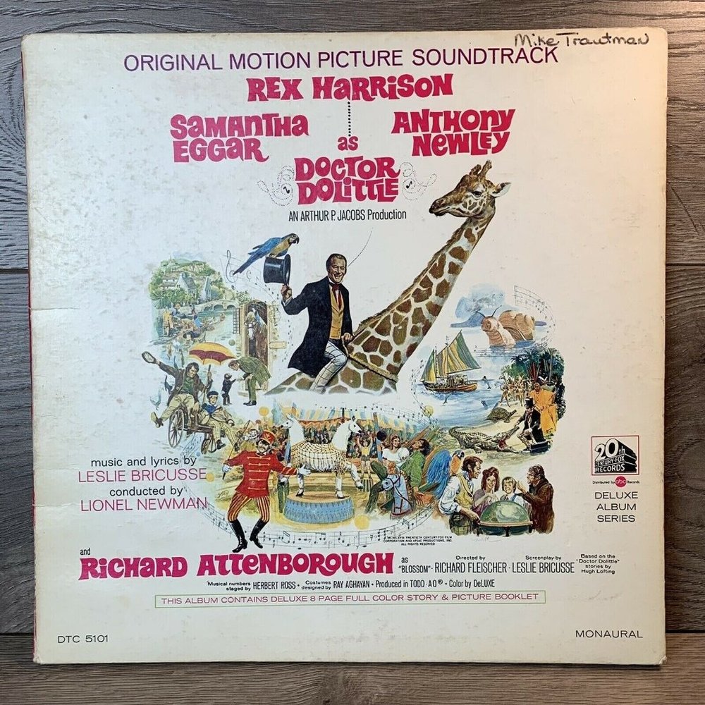 Dr Dolittle Movie Soundtrack Vinyl Record Album DTC 5101.  1967 20th Century Fox